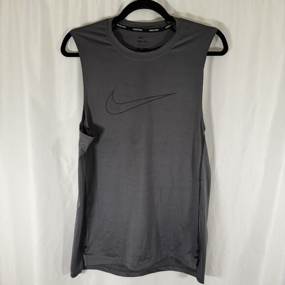 Nike Pro Tank Top Men's Medium Grey Sleeveless Breathable Dri Fit Graphic Print - Picture 1 of 11